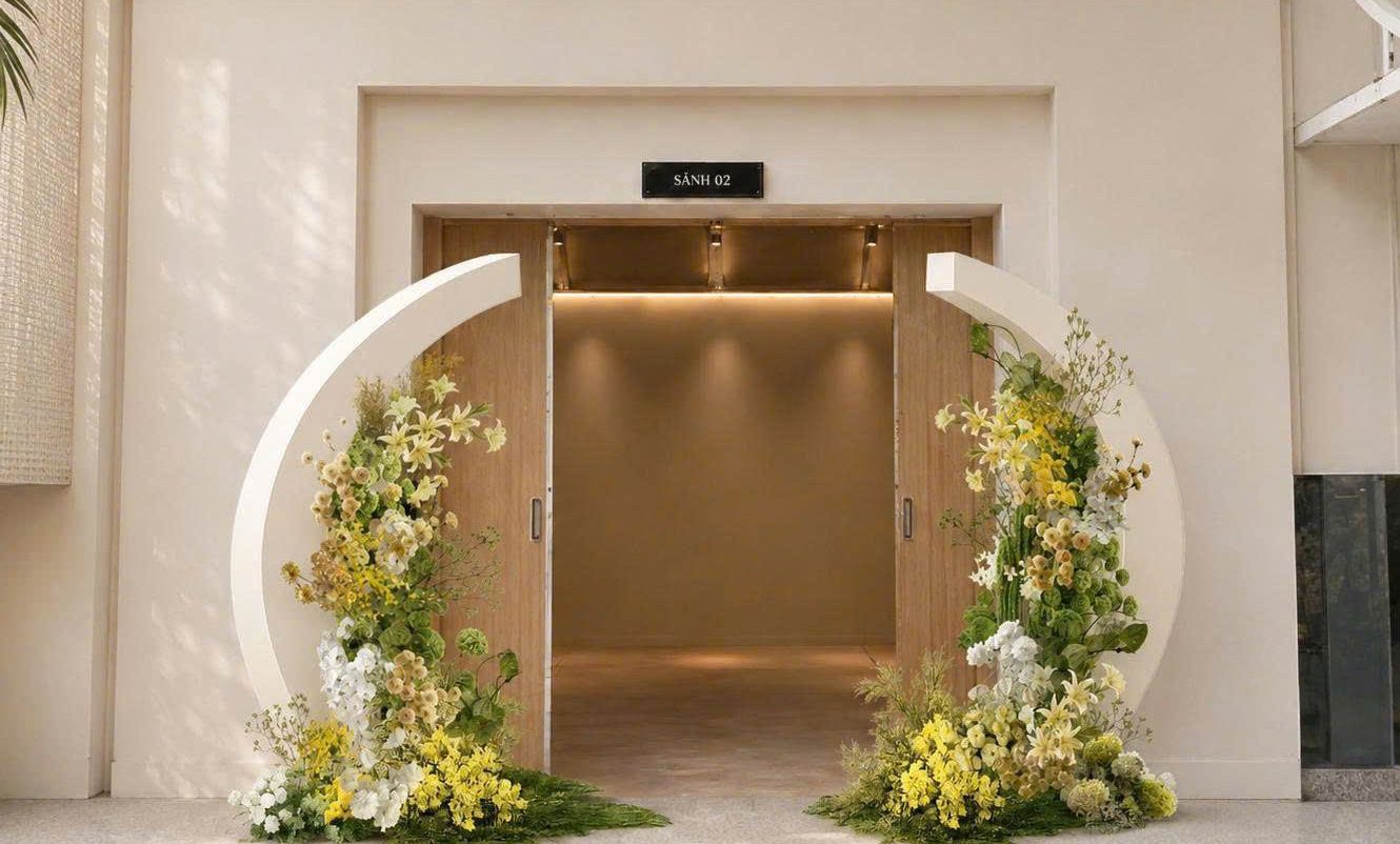 Rendering of the Sky Hall floral arch
