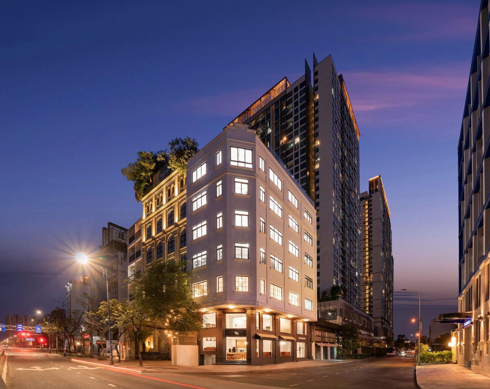 WEDDINGBOOK Atelier building at night, District 2, Ho Chi Minh City
