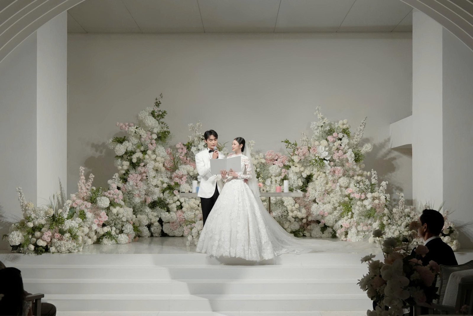 Bride and groom on the La Belle ceremony stage