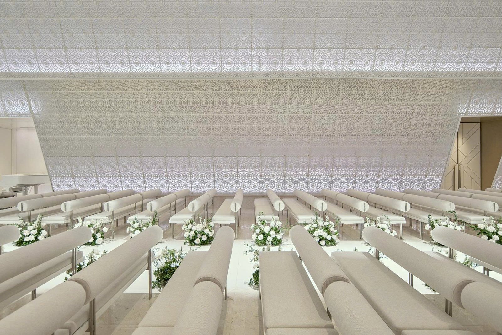 Bench seating in the ceremony hall